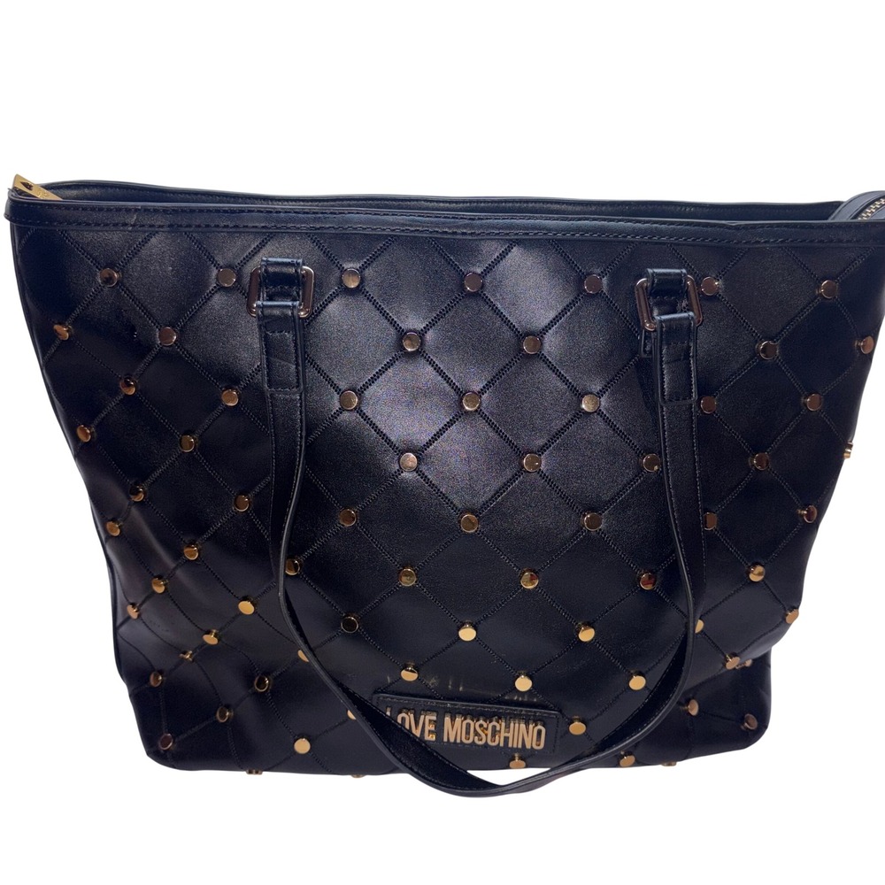 Tote Women Large Black Quilted Studded Love Moschino - Picture 2 of 15